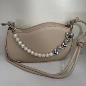 CARTERA BEIGS FASHION Y BAGS CON PERLAS BLANCAS