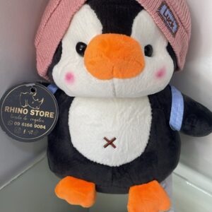 PELUCHE DE PINGUINO GORRA ROSA 24CM