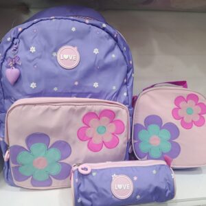 SET MOCHILA FLORES 3 PIEZAS ANALIA