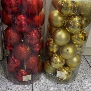 24 BOMBILLOS GRANDES 10CM DORADOS Y ROJOS
