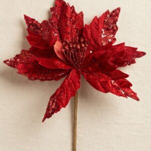 HOJAS NAVIDEÑAS ROJAS ESCARCHADAS